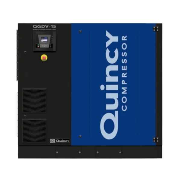 Compressor de ar de parafuso rotativo lubrificado a óleo Quincy QGDV 15-30 hp - Disponível na Vero para um desempenho fiável e energeticamente eficiente