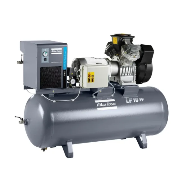 Atlas Copco 2-10 HP LF Industrial Oil-Free Aluminum Piston Air Compressors - Reliable, high-efficiency oil-free compressors for industrial use.